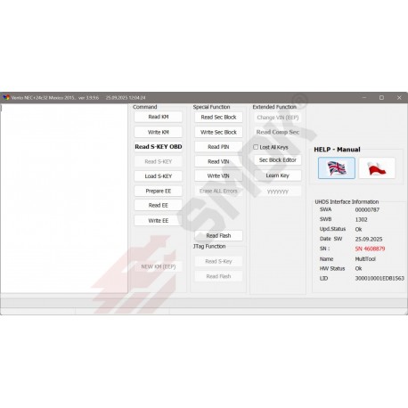 VW0055 VW Vento 2015-... 70F3423+24c32 OBD (Mexico)