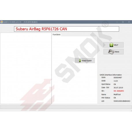 EU0036 SubaruAirBag Airbag Modules on R5F617xx Read Flash by CAN (module conector) or OBD
